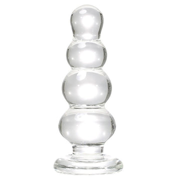 5 Inch Beaded Clear Glass Butt Plug