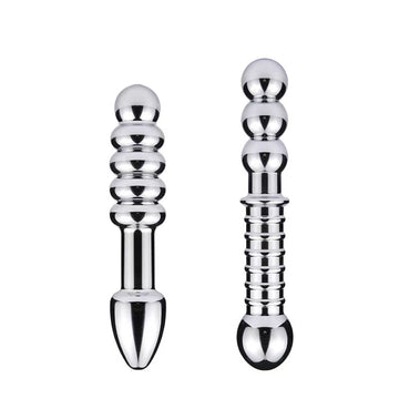 Smooth Beaded Double Ended Metal Dildo
