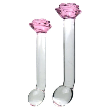 Pink Rose Clear Smooth Glass Massager Dildo
