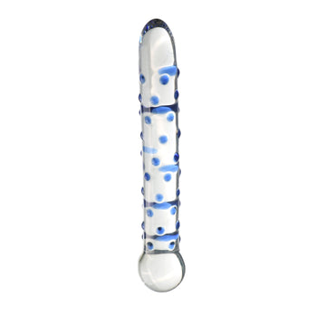 7 Inch Blue Spiked Glass Massager Dildo