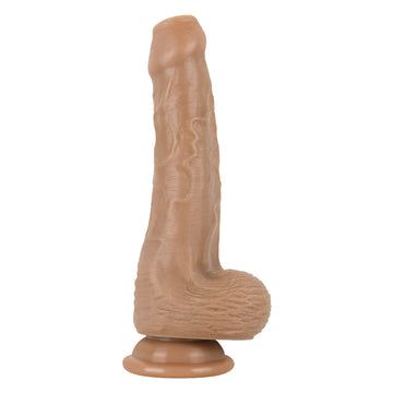 Brown Silicone Textured Uncircumcised Dildo