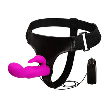 Pink Rabbit Dildo Vibrating Lesbian Strap On