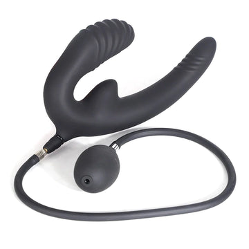 Black Textured Double Penetration Inflatable Dildo