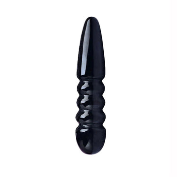 Black crystal thread dildo
