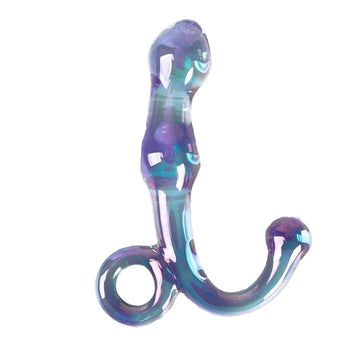 Purple G Spot Massage Glass Dildo with Handle