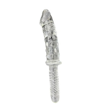 Safety Spiked Sword With Handle Glass Dildo
