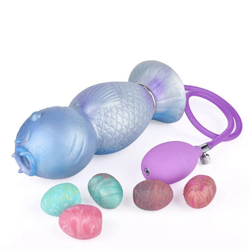 8 Inch Blue Fat Fish Ovipositor Dildo