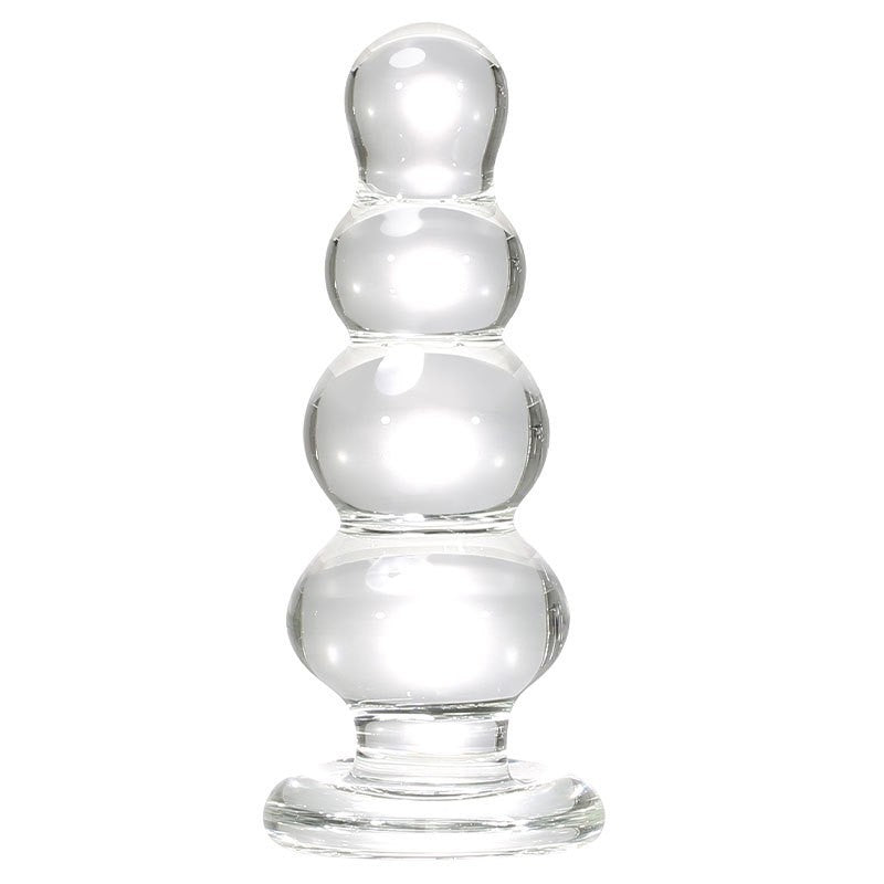 5 Inch Beaded Clear Glass Butt Plug
