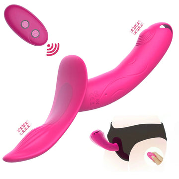 Clit Vibrating Strap On Pink Remote Control