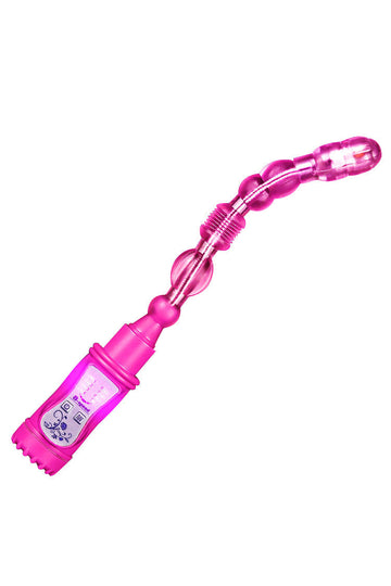 Pink Flexible Waterproof Beaded Anal Vibrator