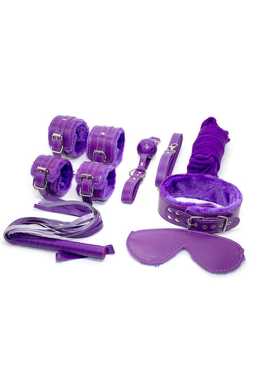 Purple Plush 7pc Set Bondage Kit