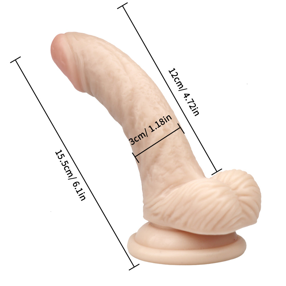 White Dildo Silicone With Suction Cup Balls