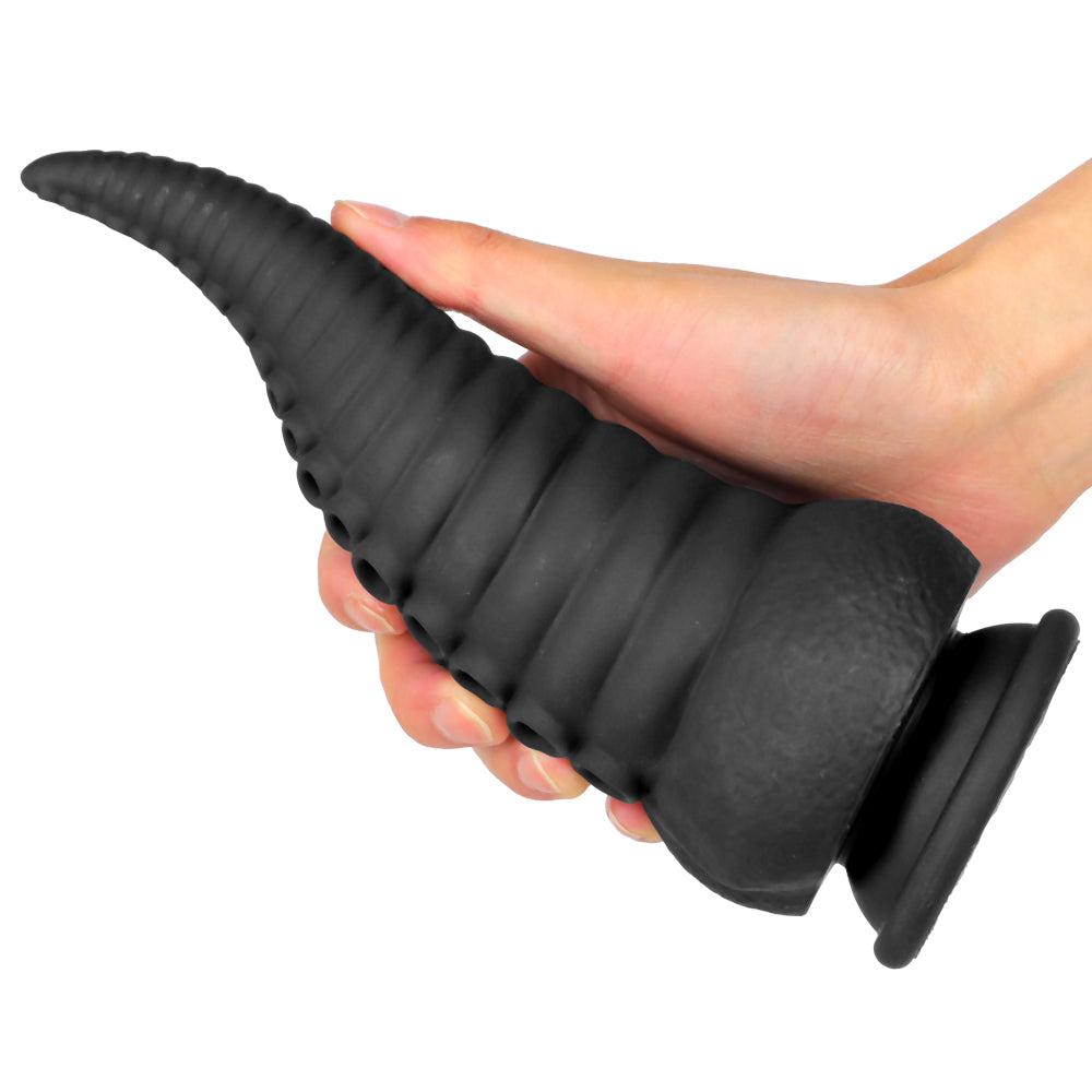 8 Inch Black Tentacle Tapered Dildo