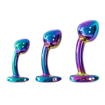 Rainbow Curved P-Spot Metal Butt Plug Kit