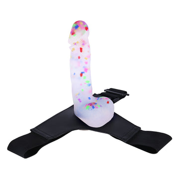 7 Inch Strap On Jelly Confetti Dildo
