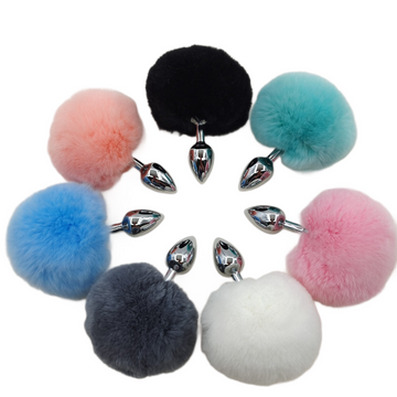Cute Cosplay Rabbit Tail Metal Anal Plug