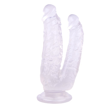 Clear Jelly Silicone Double Penetration Dildo