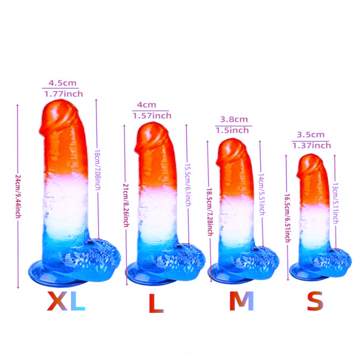 Red and Blue Ombre Jelly Dildo