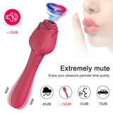 Load image into Gallery viewer, Rose Dildo Clit Sucker Magic Wand Vibrating Massager