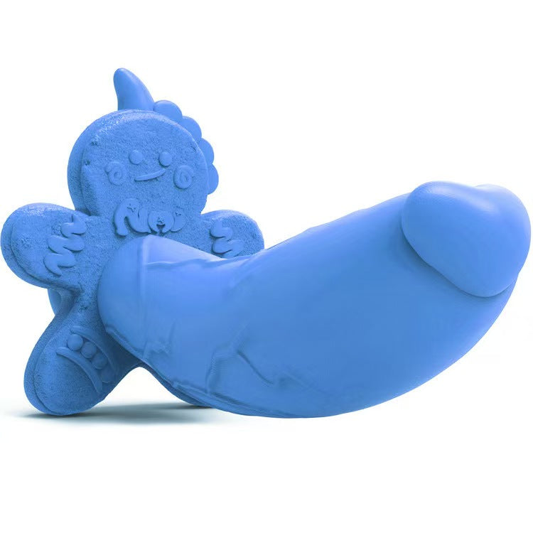 Cartoon Dildo 7 Inch Blue Cute Gingerbread Man