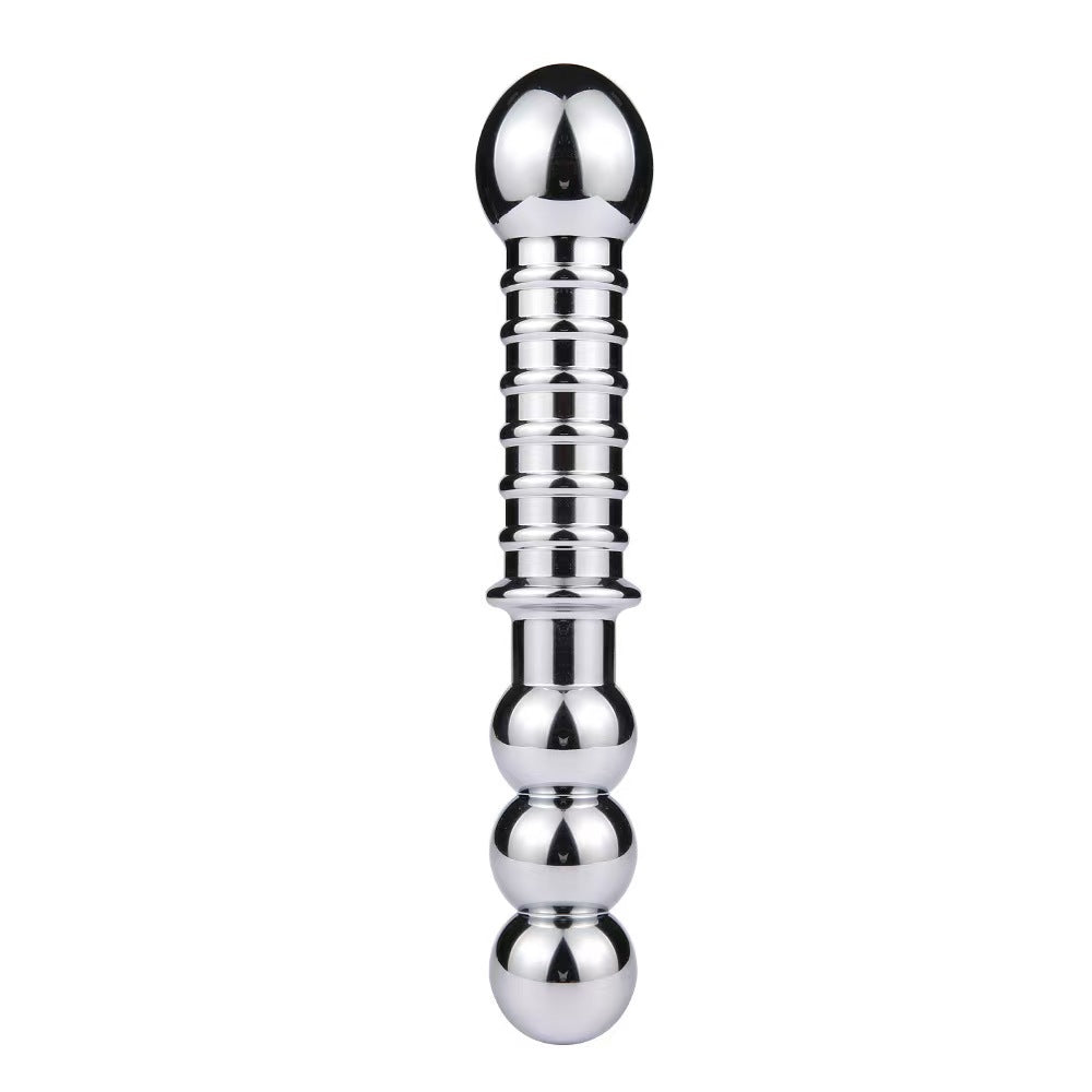 Smooth Beaded Double Ended Metal Dildo