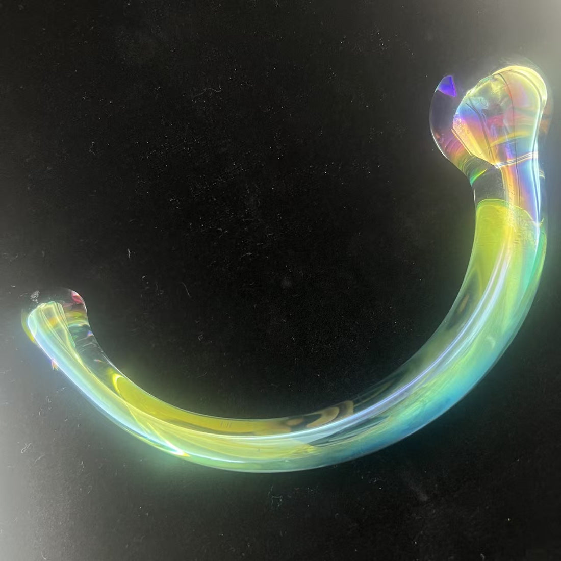Green Curved Double Glass Dildo