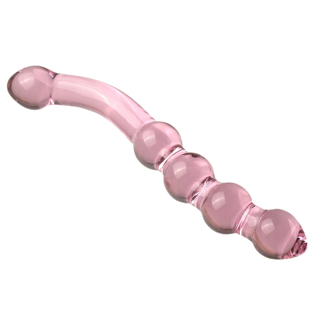 Curvy Pink Glass Dildo Beaded  Anal Toy