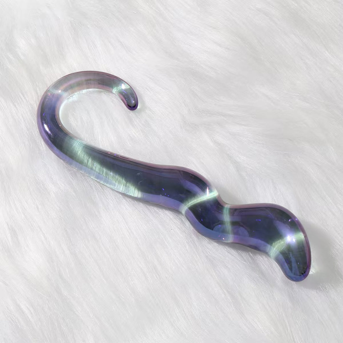 Purple Curved G-spot Smooth Glass Dildo