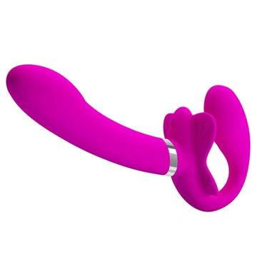 Pink Silicone 7 inch Vibrating Strapless Strap On Dildo