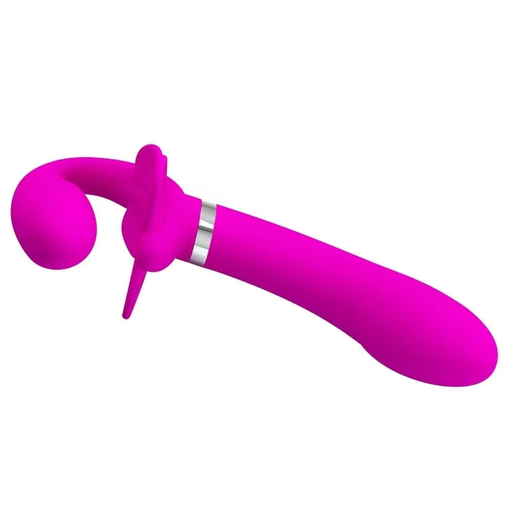 Pink Silicone 7 inch Vibrating Strapless Strap On Dildo
