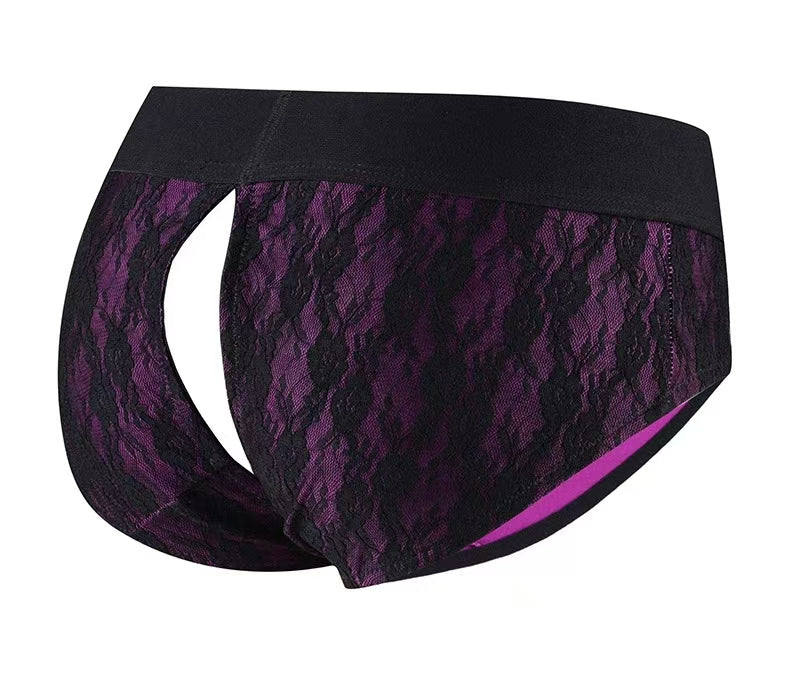 Purple Lace Sexy Strap On Underwear