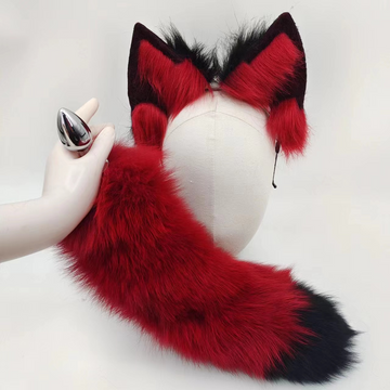 Burgundy Fox Tail Plug Butt Plug