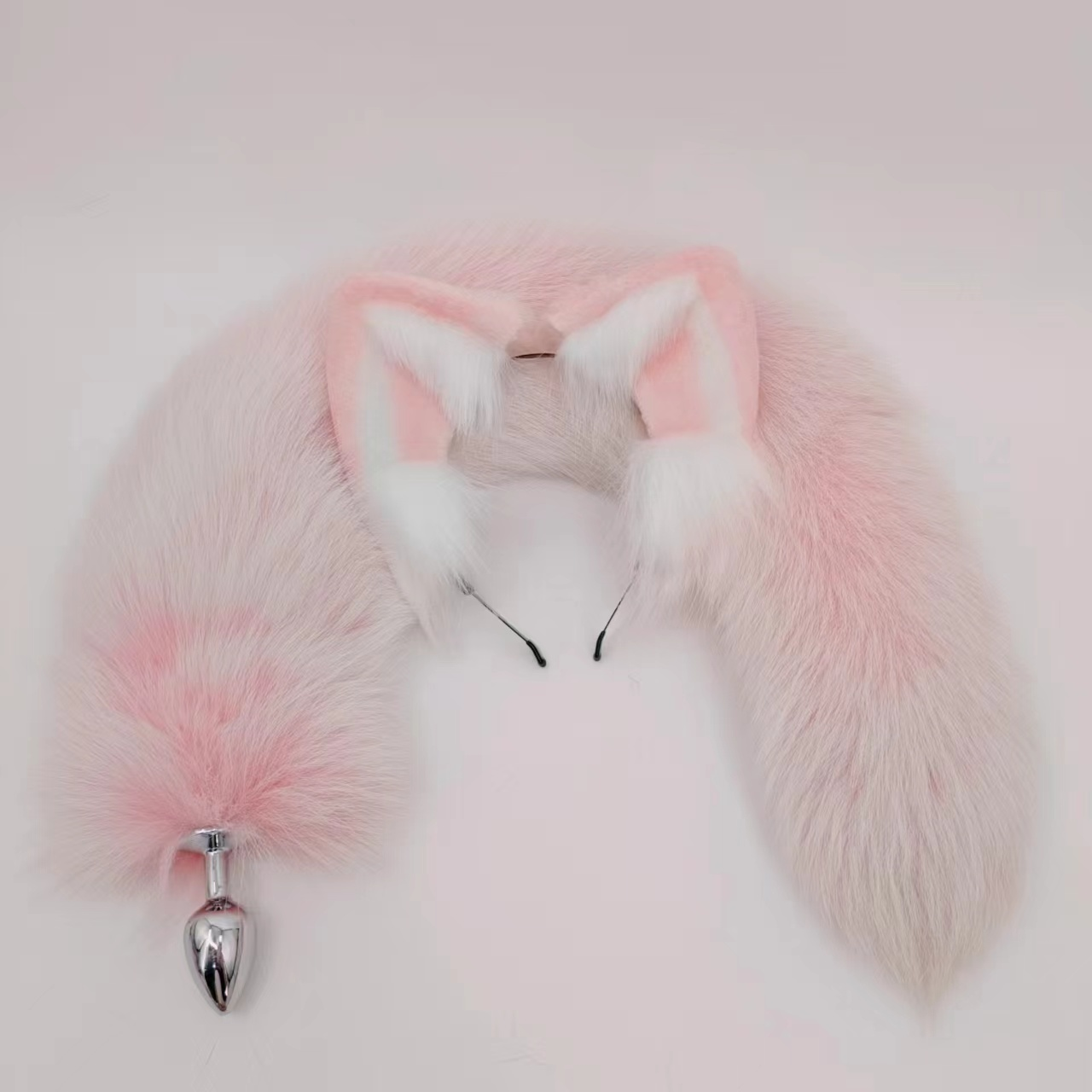 Pink Arctic Fox Tail Butt Plug