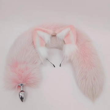 Pink Arctic Fox Tail Butt Plug