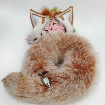 Brown Metal Fox Furry Tail Butt Plug