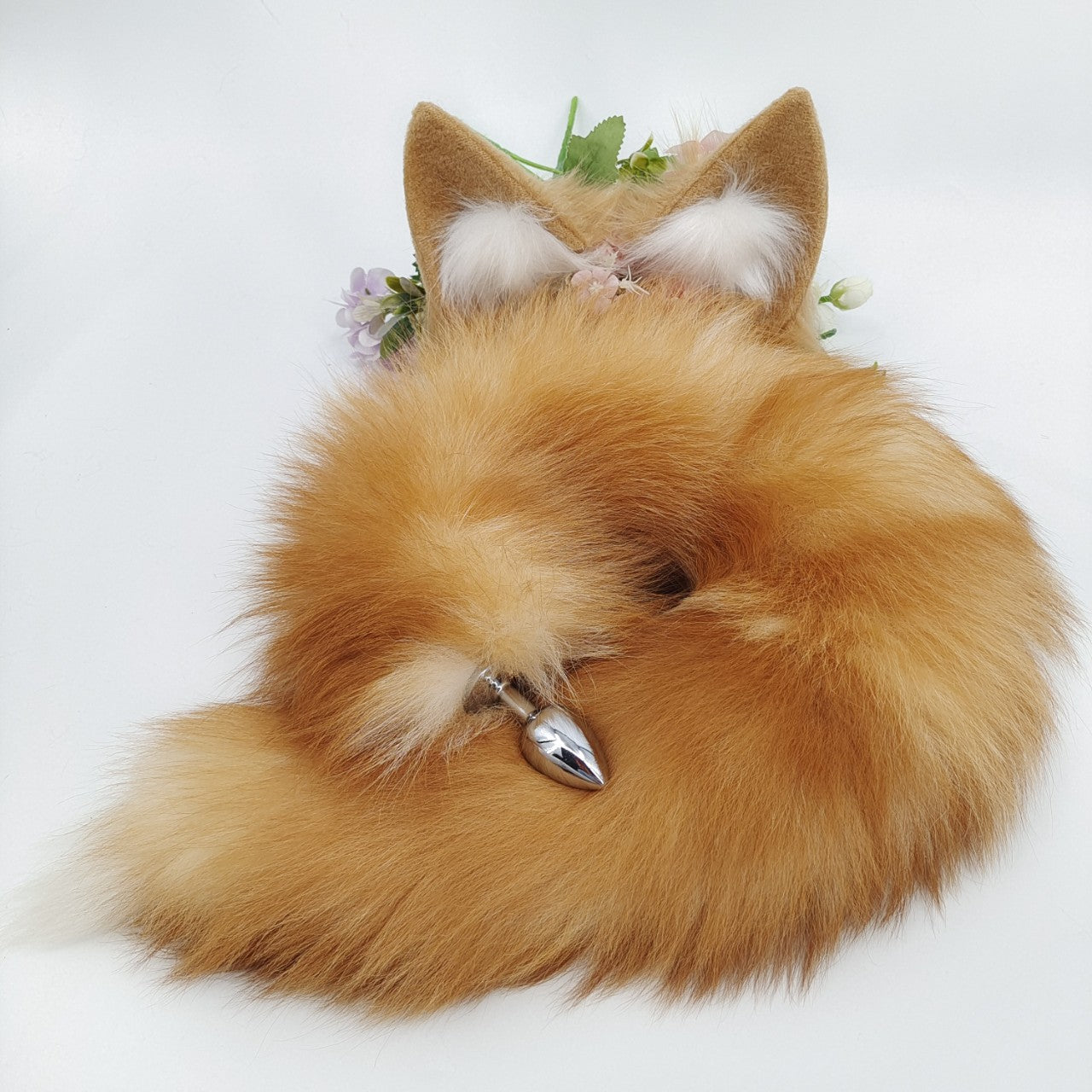 Orange Small Anal Fox Tail Butt Plug