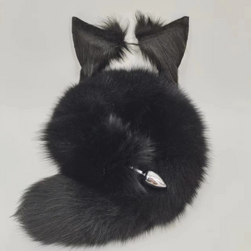 Black Fox Tail Anal Plug Furry Butt Plug