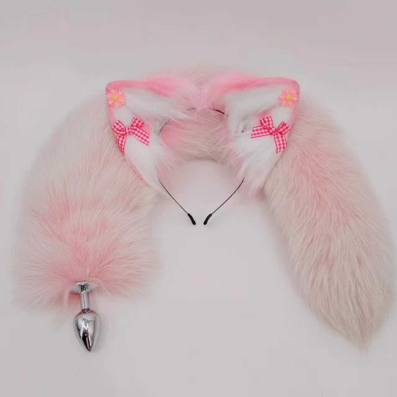 Plush Animal Fox Tail Butt Plug Pink