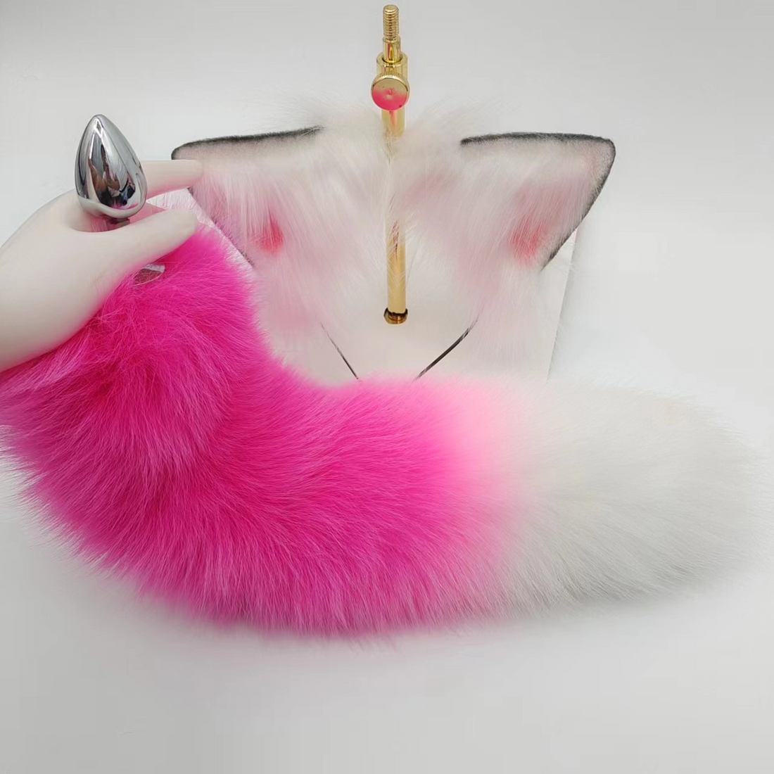 Pink Cute Long Fox Tail Butt Plug