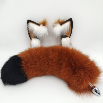 Long Furry Fox Tail Metal Butt Plug
