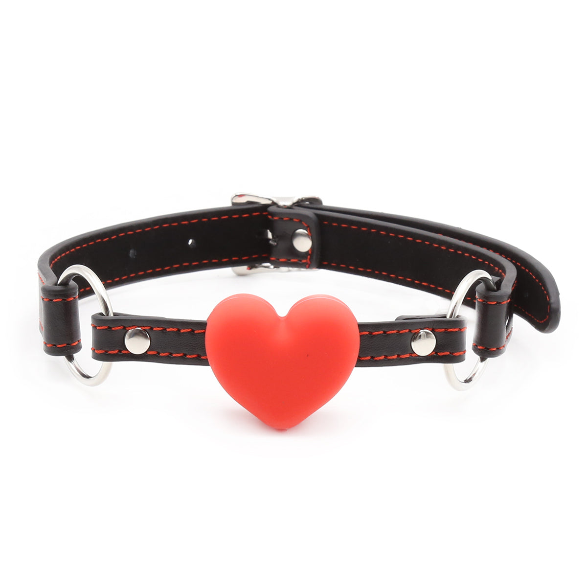 Heart Cute Ball Gag Fetish Red Leather