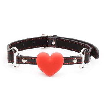 Heart Cute Ball Gag Fetish Red Leather