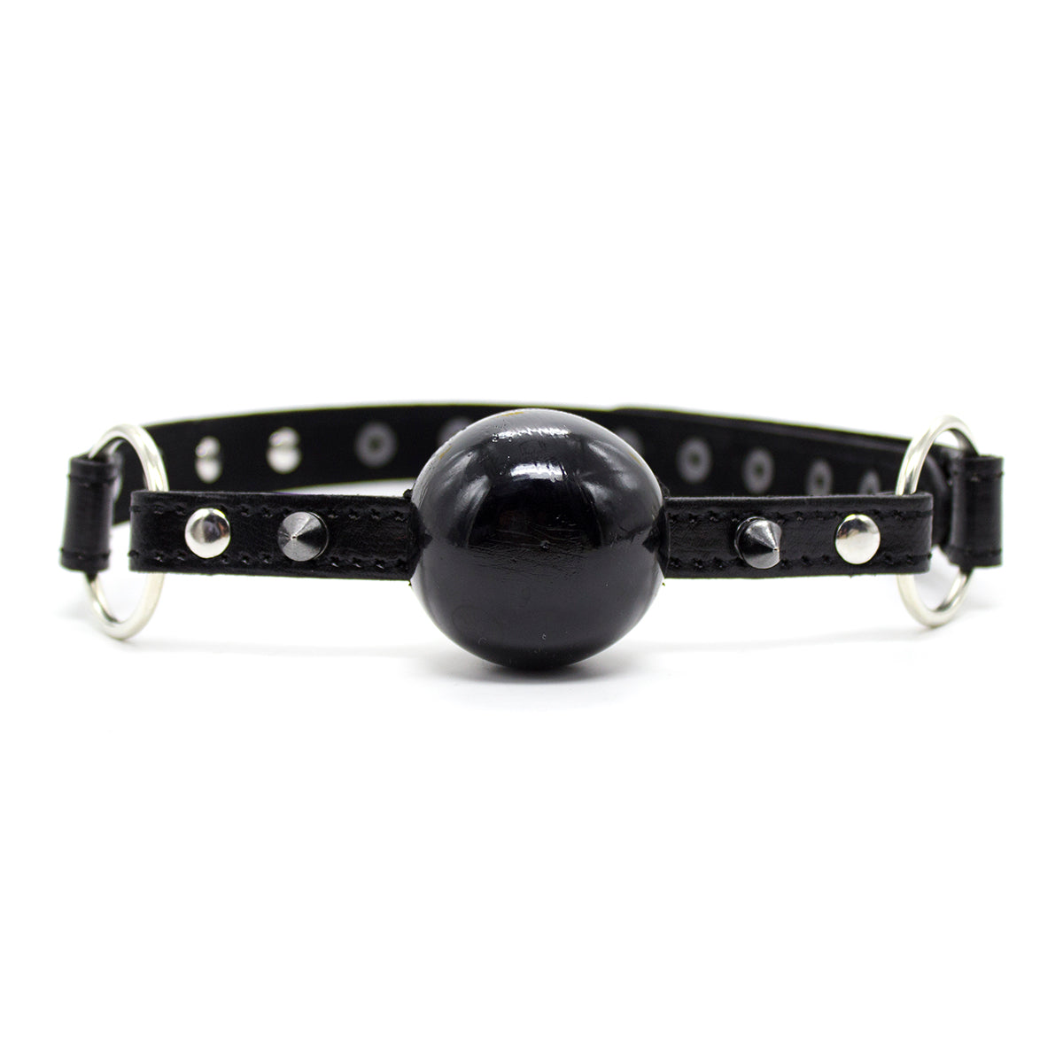 Black Leather Studs Adjustable Sex Ball Gag