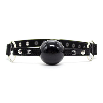 Black Leather Studs Adjustable Sex Ball Gag