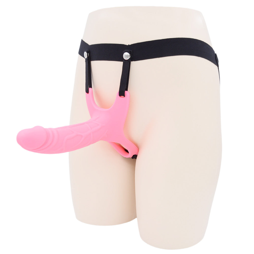 Pink Dildo Hollow Strap on Silicone For Men