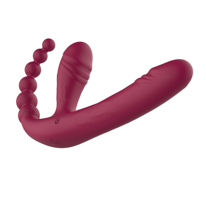 Three Head Sex Toy Couple Strapless Strap On Dildo