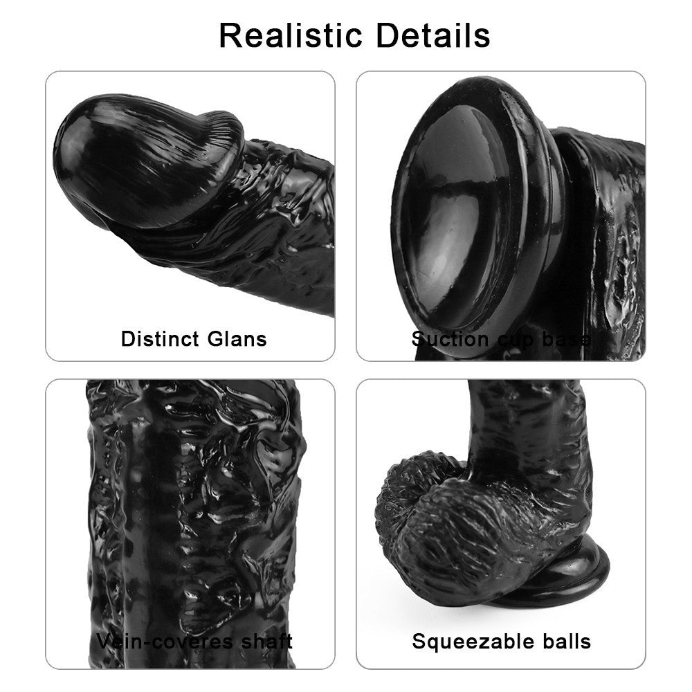 Realistic Black Dildo 10 Inch PVC