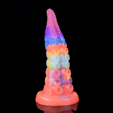 Rainbow Glow In The Dark Tongue Tentacle Dildo