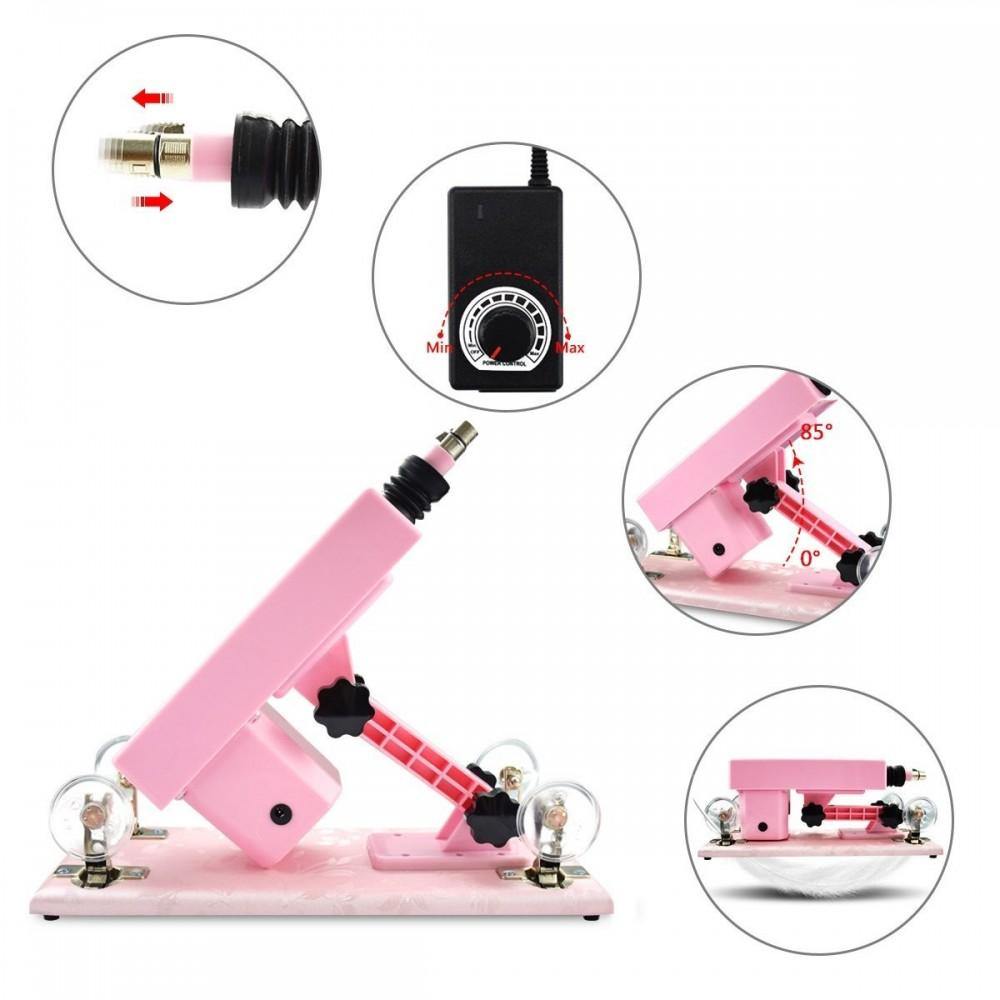 Pink Female Sex Machine with Dildo Accessories