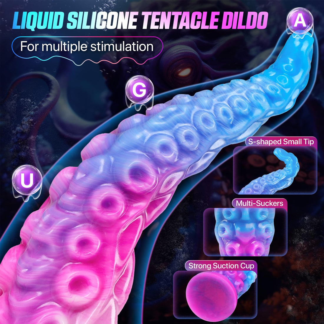 12 Inch Silicone Colorful Long Tentacle Dildo